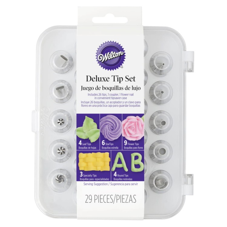 Opakowanie zestawu Wilton Deluxe Tip Set 29-elementowy komplet z opisem zawartości