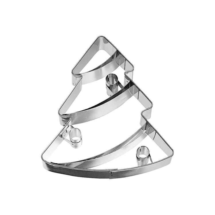 Foremka do ciastek w kształcie choinki ze stali nierdzewnej – produkt marki Birkmann z trzema poziomami i okrągłymi wycięciami