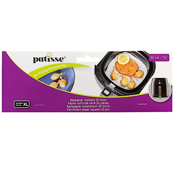 Etykieta papieru perforowanego do pieczenia w air fryer marki Patisse