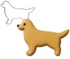 foremka do ciastek w kształcie psa oraz ciasteczko udekorowane lukrem – styl golden retriever, złocisty lukier, czarne oko i nos