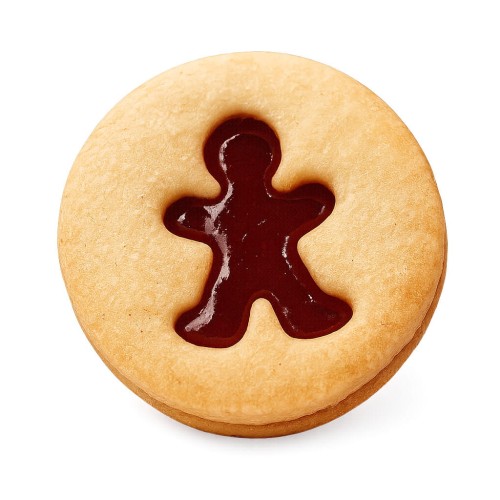 okrągłe ciasteczko Linzer z piernikowym ludkiem