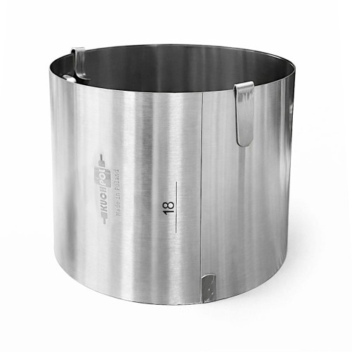 Regulowany rant cukierniczy marki Kuchpol – stal nierdzewna, wysokość 15 cm do tortów