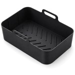 Prostokątna silikonowa forma do air fryer z uchwytami i rowkowanym dnem – do pieczenia mięs i warzyw
