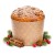Świąteczna papierowa forma do panettone z dekoracyjnym wzorem oraz gotowym bożonarodzeniowym wypiekiem
