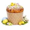 Wielkanocna papierowa forma do panettone z dekoracyjnym wzorem oraz gotowym świątecznym wypiekiem