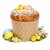 Wielkanocna papierowa forma do panettone z dekoracyjnym wzorem oraz gotowym świątecznym wypiekiem