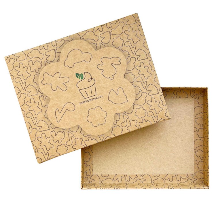 Opakowanie wykonane z papieru kraft z logo ekoforemki