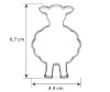 metalowa foremka do ciasteczek w kształcie baranka z widocznymi wymiarami 6,7 × 4,4 cm