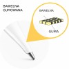 Rękaw cukierniczy z metalową tylką oraz ilustracją przekroju materiału pokazującą warstwę bawełnianą i gumową