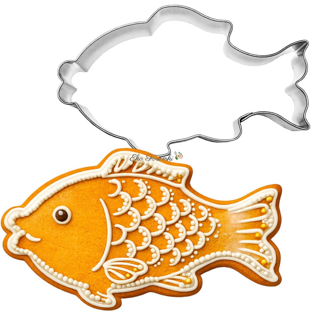 foremka karp 14.7 cm do ciasteczek i polukrowany piernik wycięty foremką