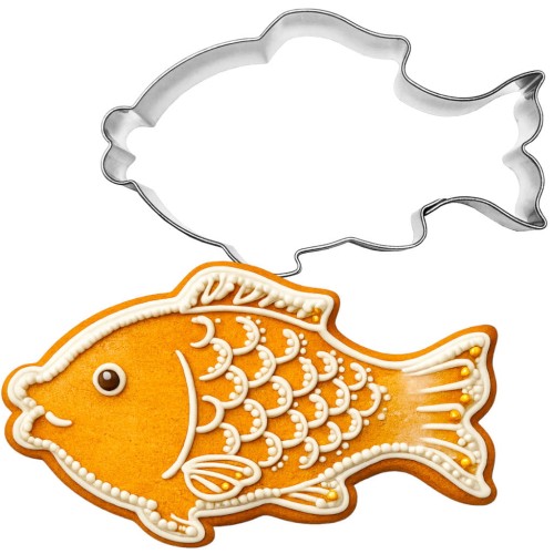 foremka karp 14.7 cm do ciasteczek i polukrowany piernik wycięty foremką