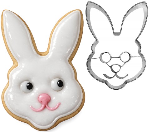 foremka głowa zająca oraz ciasteczko wielkanocne nią wykonane