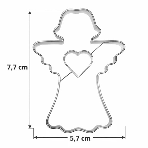 foremka aniołek z sercem i linie wymiarowe