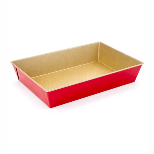 Prostokątna forma do pieczenia SNB w kolorze złoto‑czerwonym o wymiarach 28×23×6 cm