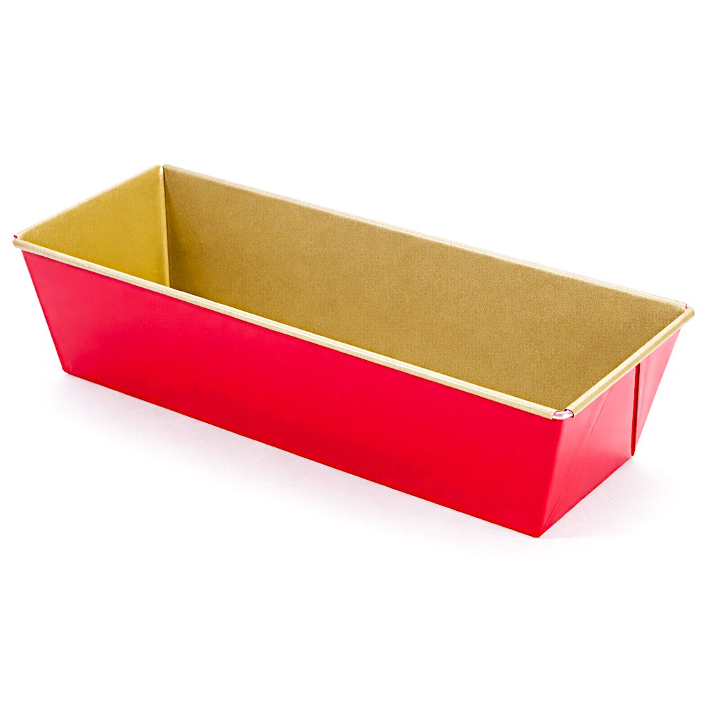 Metalowa keksówka do pieczenia w czerwonym kolorze o wymiarach 30×11 cm