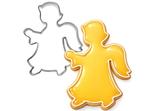 foremka anioł i ciasteczko ozdobione żółtym lukrem