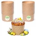 Papierowe formy do pieczenia babki drożdżowej panettone w zestawie 25 sztuk wraz z gotowym wypiekiem w jednej z form