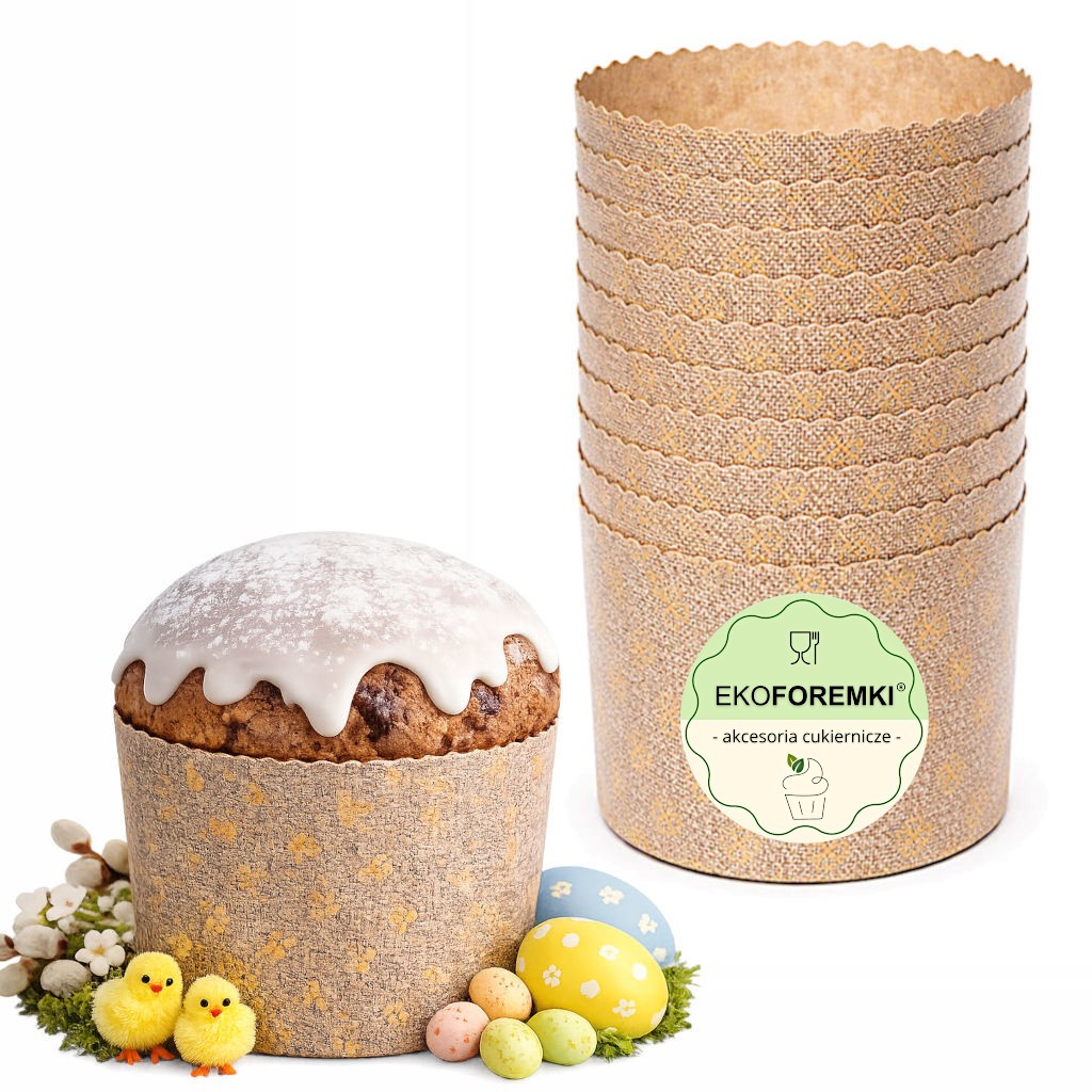 Zestaw form do pieczenia panettone marki EkoForemki wraz z gotową babką drożdżową