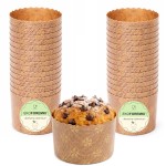 Zestaw 50 mini papierowych form do panettone z dekoracyjnym wzorem oraz gotowym mini wypiekiem z czekoladą