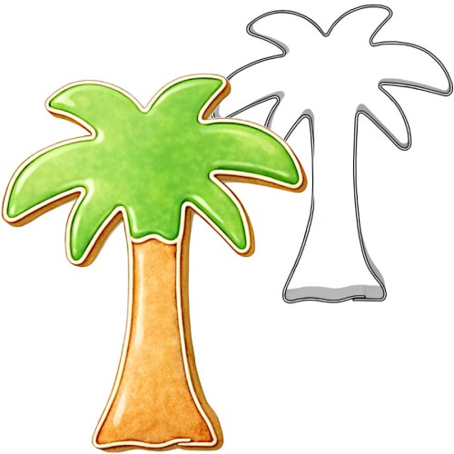 Foremka do ciastek palma i udekorowane lukrem ciastko