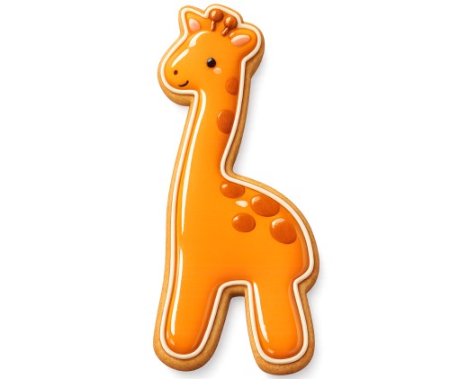 ciasteczko żyrafa pokryte pomarańczowym lukrem