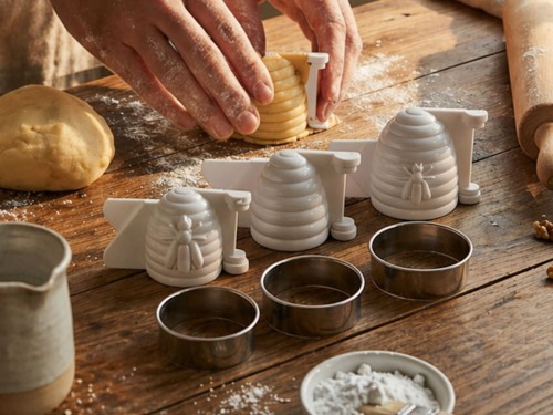 foremki na ule w zestawie trzech rozmiarów na blacie stołu