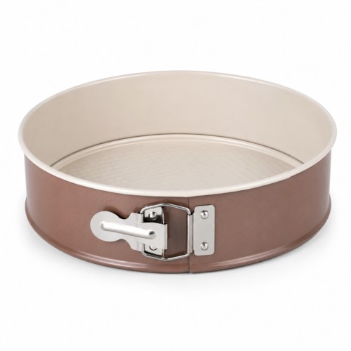 Tortownica okrągła z linii Caffe Creme o średnicy 24 cm z jasnym wnętrzem i metalowym zatrzaskiem