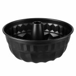 Forma do pieczenia babki o średnicy 22 cm z czarną powłoką nieprzywierającą i dekoracyjnymi żłobieniami.