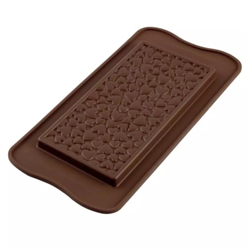 Silikonowa forma do czekolady Love Choco Bar z wypukłym wzorem małych serc.