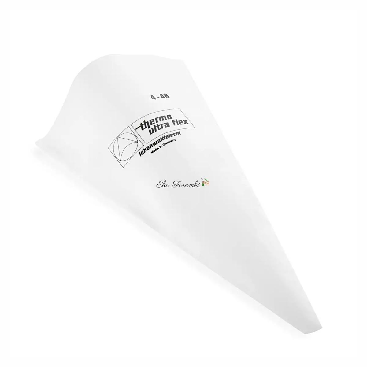 Biały worek cukierniczy o długości 46 cm marki Thermohauser, przeznaczony do dozowania i dekorowania mas cukierniczych.