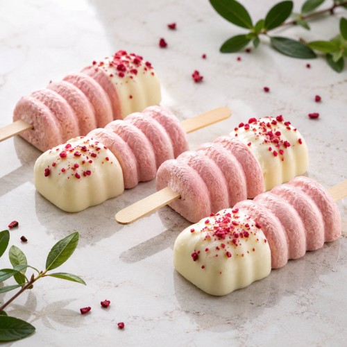 lody na patyku uformowane w silikonowej formmie twister