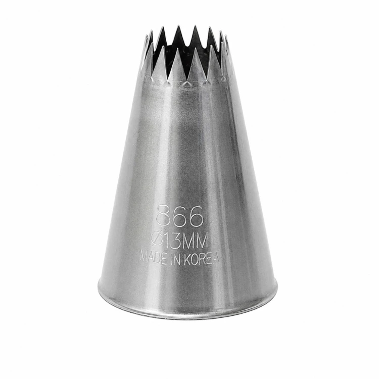 Duża tylka cukiernicza otwarta gwiazda 13 mm Thermohauser nr 866 – stalowa końcówka do dekorowania tortów i ciastek
