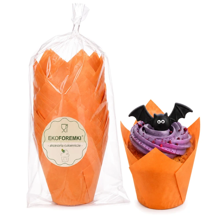 papilotki do muffinek w kształcie pomarańczowych tulipanów