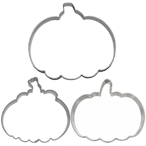 zestaw trzech foremek w kształcie dyni do ciastek na halloween